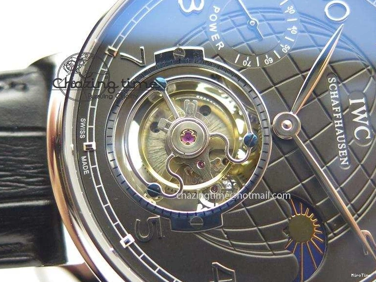 MIROTIME 0331 Portuguese Tourbillon Power Reserve Moonphase SS Black Dial On Black Leather Strap TechFriendly 7321